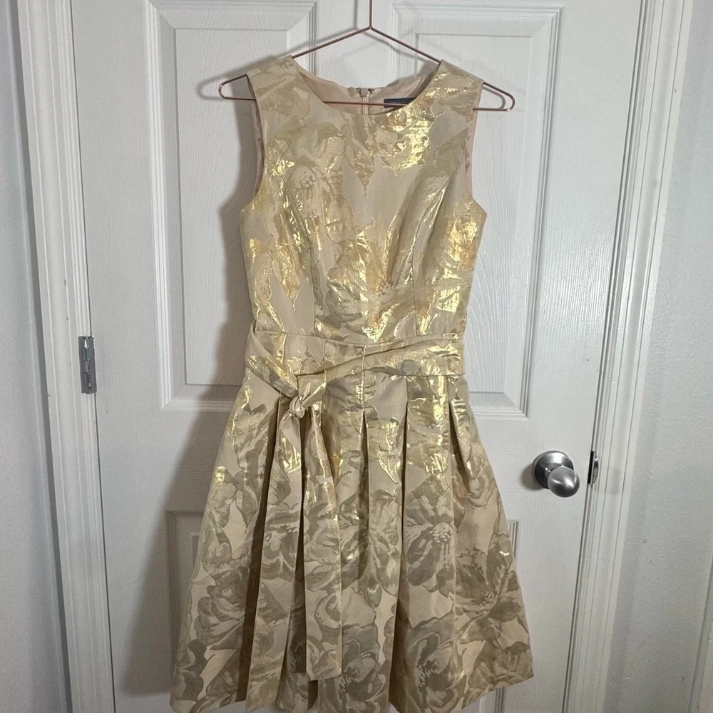 Tommy Hilfiger Gold Patterned Midi Dress - Picture 3 of 9